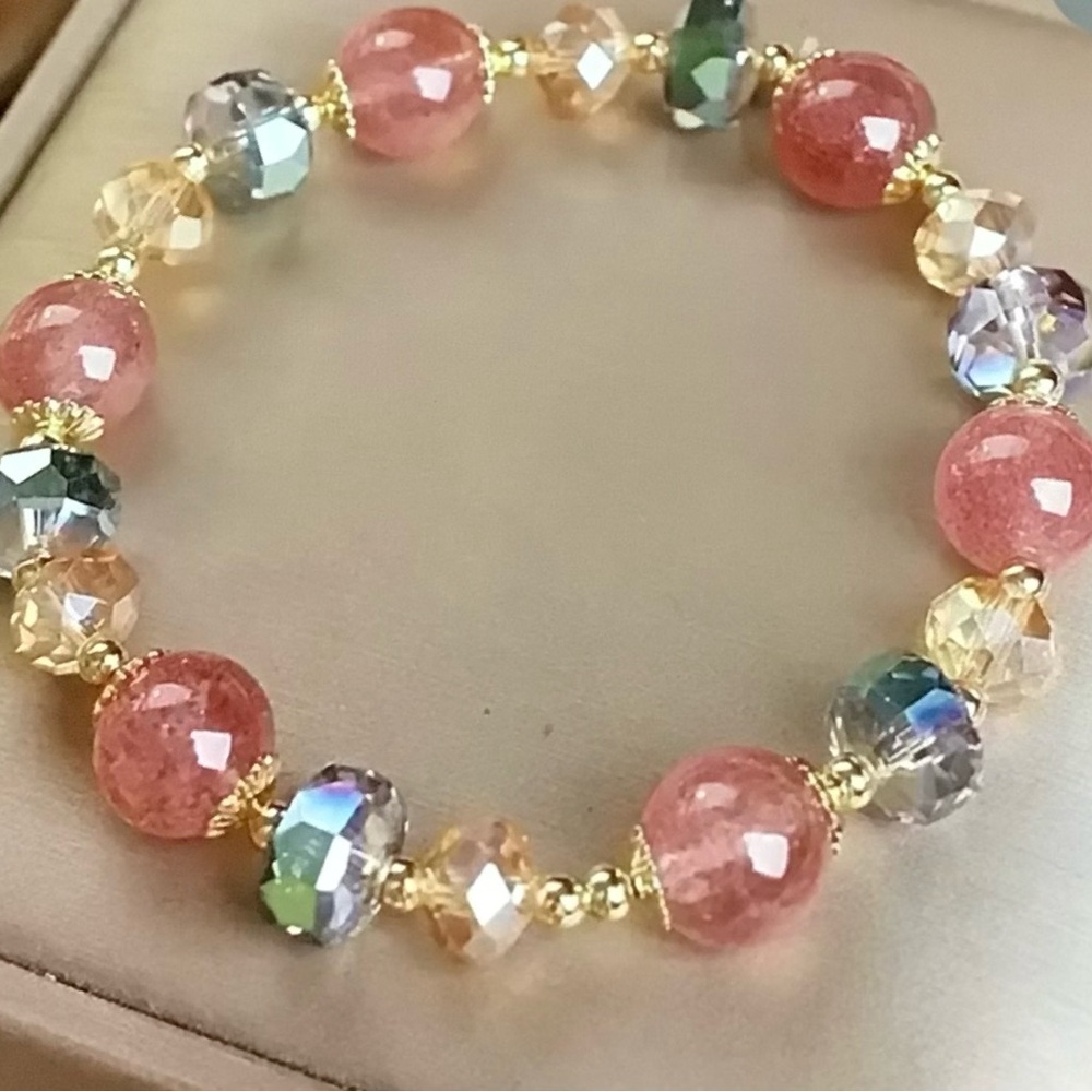 Elegant Multi-Color Bohemian Strawberry Beaded Bracelet